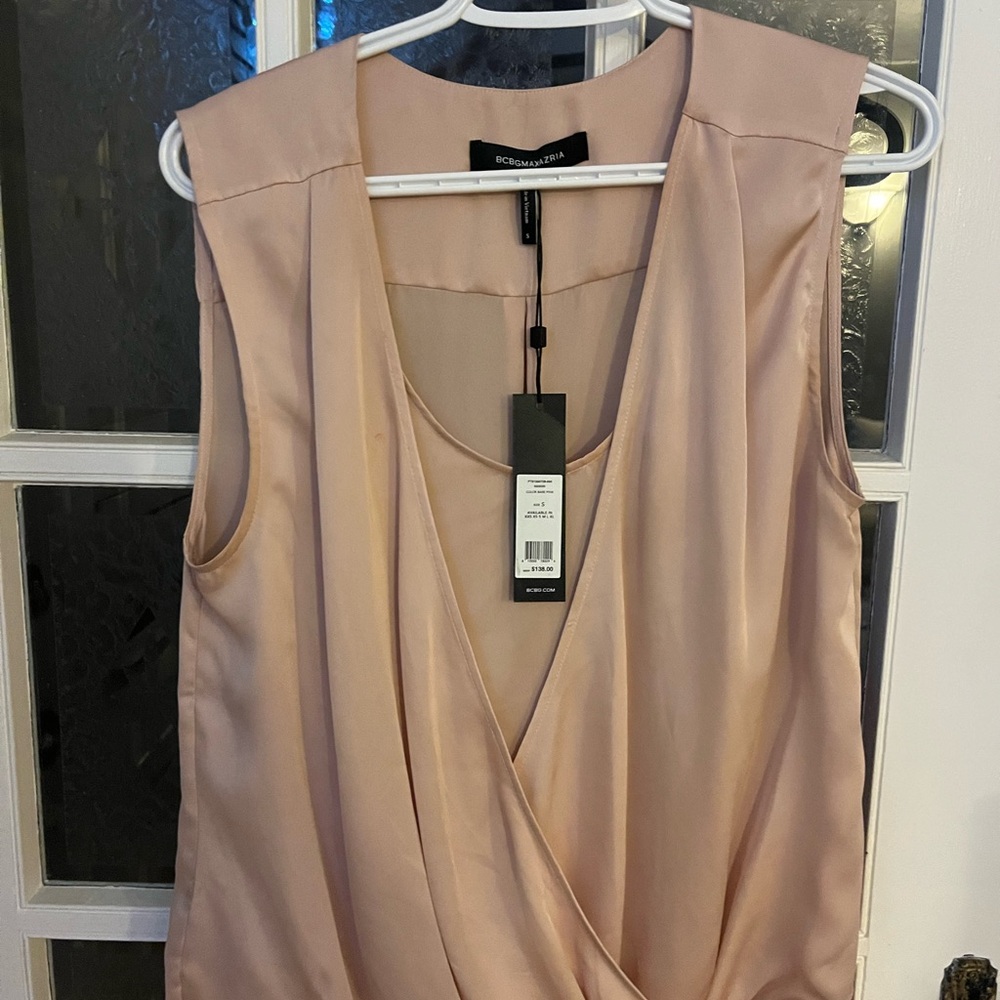 BCBGMaxAzria Bare Pink Sleeveless Top | Chic Night Out| Size Small